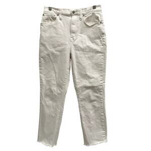 Madewell Womens Size 27 White High-Rise Slim Crop Boyjean Casual Classic